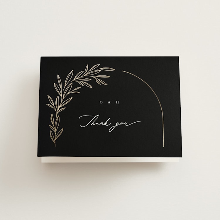 "Bianca" - Foil-Pressed Folded Wedding Thank You Cards in Ink by Kristie Kern - Front