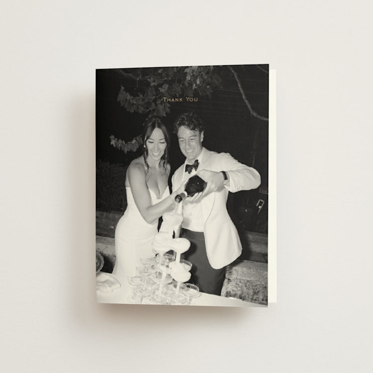 "boxed in" - Foil-Pressed Folded Wedding Thank You Cards in Quartz by Jenny Millington - Front