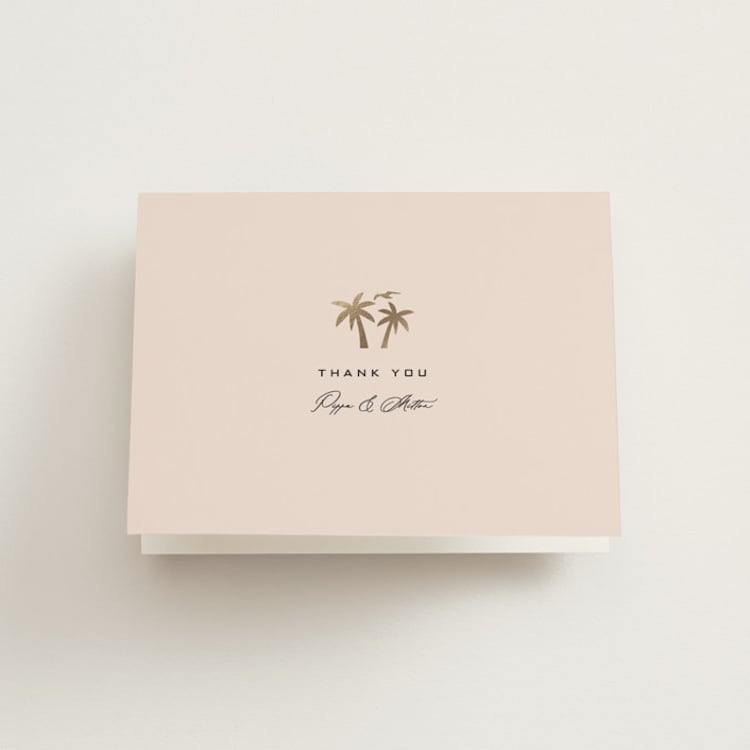 "tropical getaway" - Foil-Pressed Folded Wedding Thank You Cards in Blush by Laura Hamm - Front