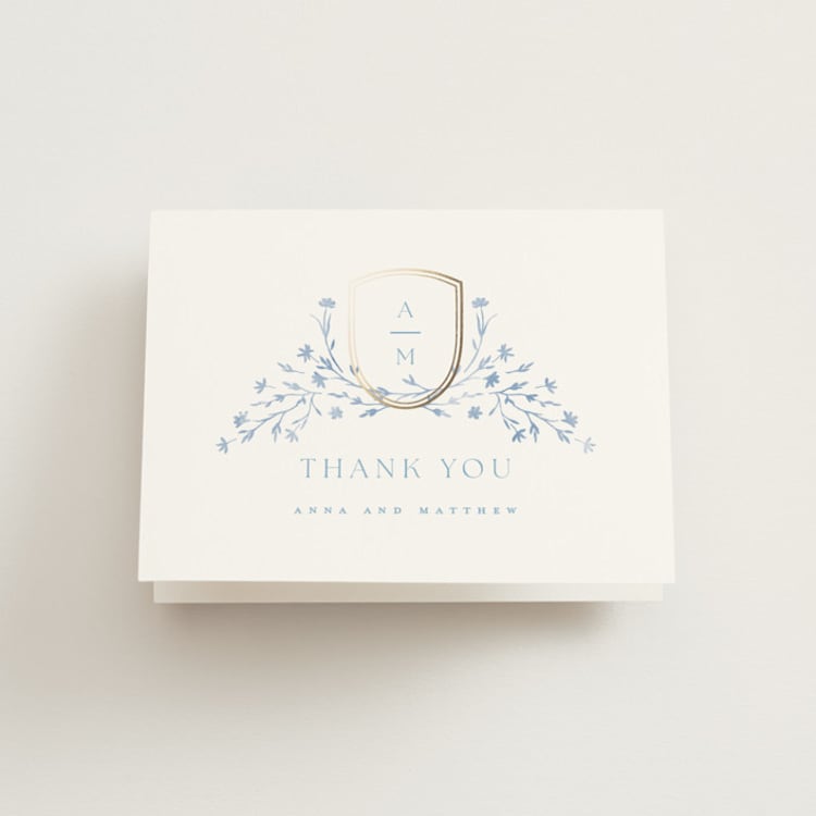 "storybook garden" - Foil-Pressed Folded Wedding Thank You Cards in Bluebell by Kristie Kern - Front