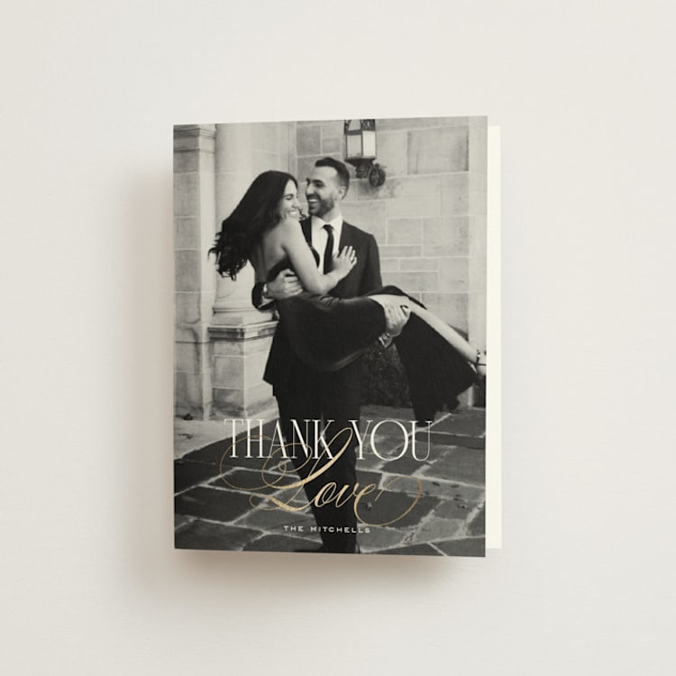 "Unite" - Foil-Pressed Folded Wedding Thank You Cards in Opal by Leah Bisch - Front