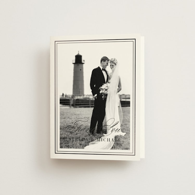 "Polished" - Foil-Pressed Folded Wedding Thank You Cards in Cotton by Jennifer Postorino - Front