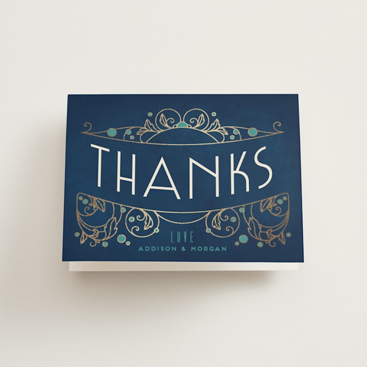 "Ornate Deco" - Foil-Pressed Folded Wedding Thank You Cards in Goldenrod by GeekInk Design - Front