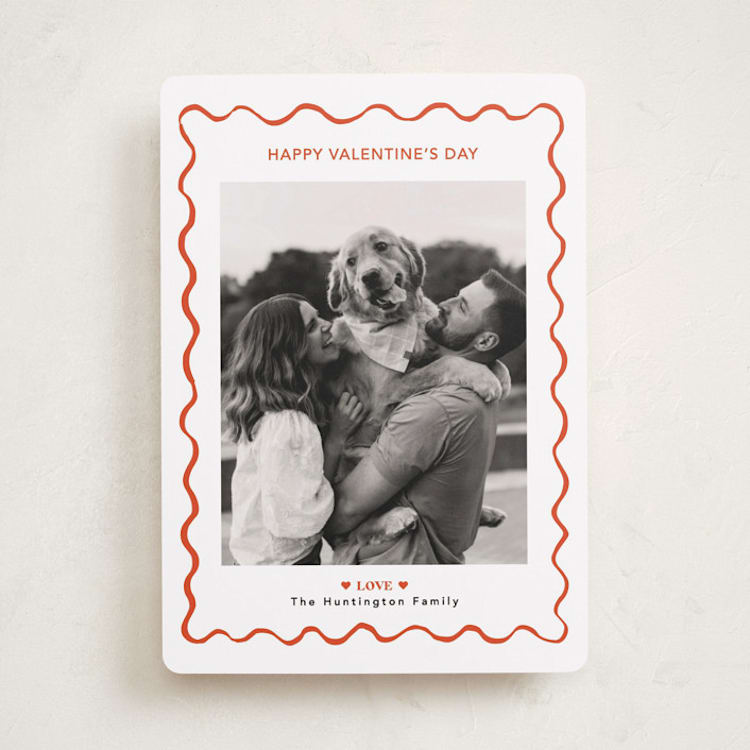 "handdrawn wavy border" - Valentine's Day Cards in Cotton by Cass Loh - Front