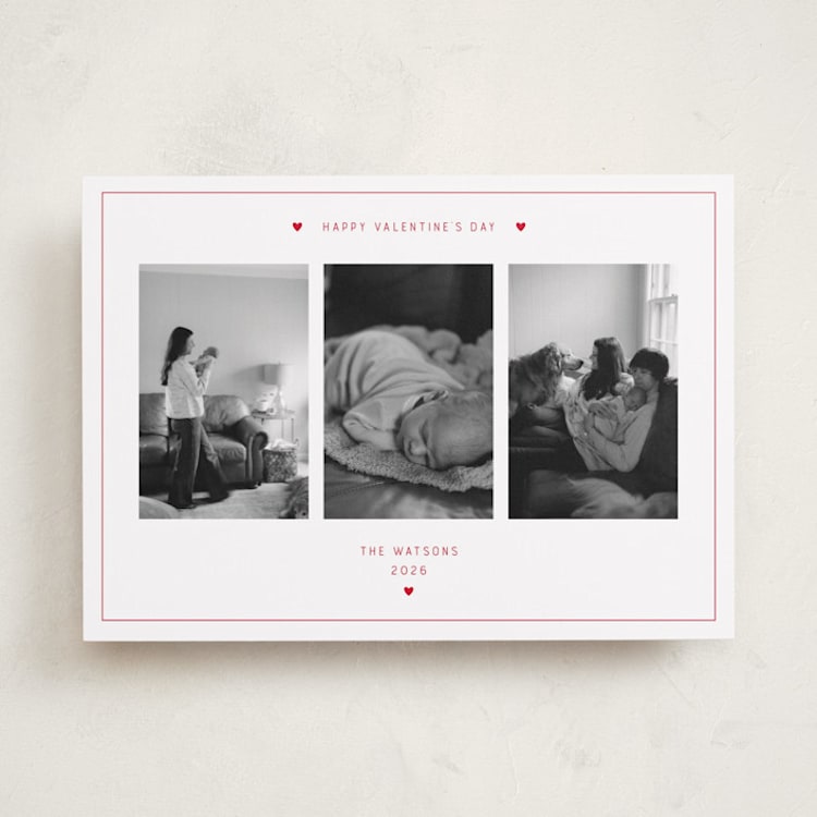 "Simple Hearts" - Valentine's Day Cards in Cherry by Danielle Nakashima - Front