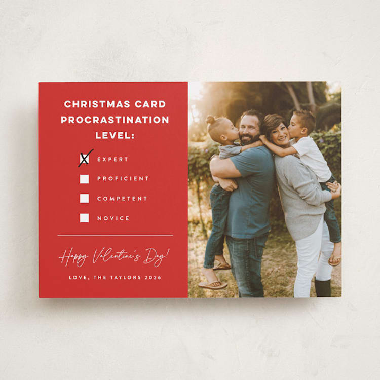 "Procrastination Expert" - Valentine's Day Cards in Poinsettia by Erica Krystek - Front