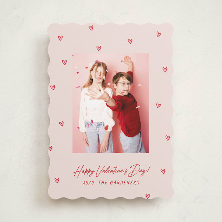 "Handdrawn Scattered Hearts" - Valentine's Day Cards in Blush by Hooray Creative - Front