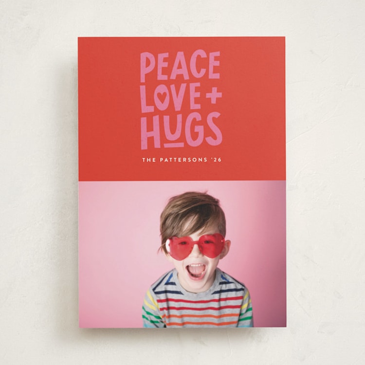 "Peace Love Hugs" - Valentine's Day Cards in Cherry by Jessica Corliss - Front