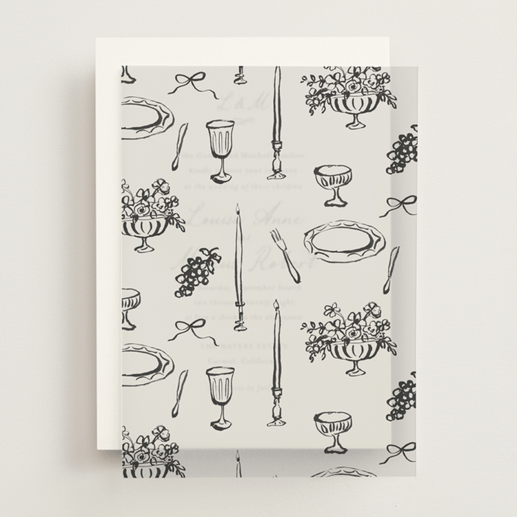 "tablescape drawing" - Vellum Overlays in Black Dahlia by Cass Loh - Front