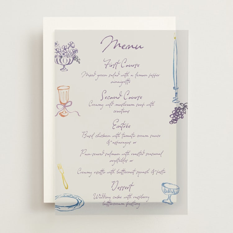 "tablescape drawing" - Vellum Menus in Hydrangea by Cass Loh - Front