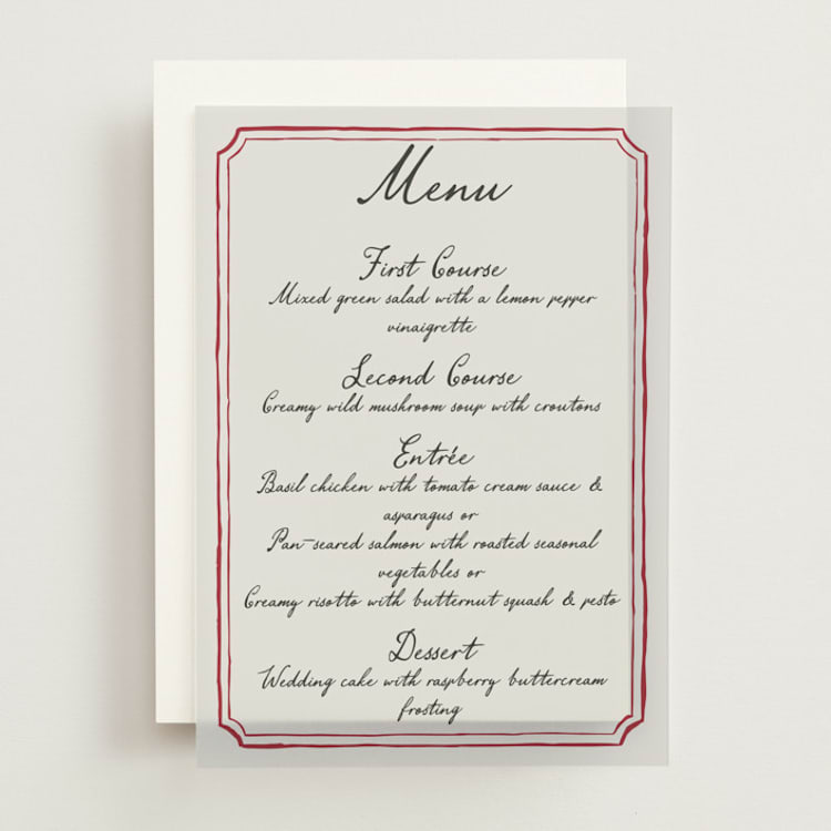 "Handwritten" - Vellum Menus in Wine by Cass Loh - Front