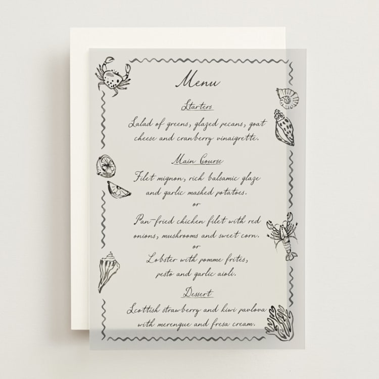 "Puglia" - Vellum Menus in Rock by Pati Cascino - Front