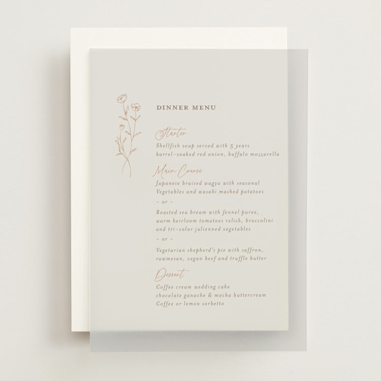 "kouignette" - Vellum Menus in Sand by chocomocacino - Front