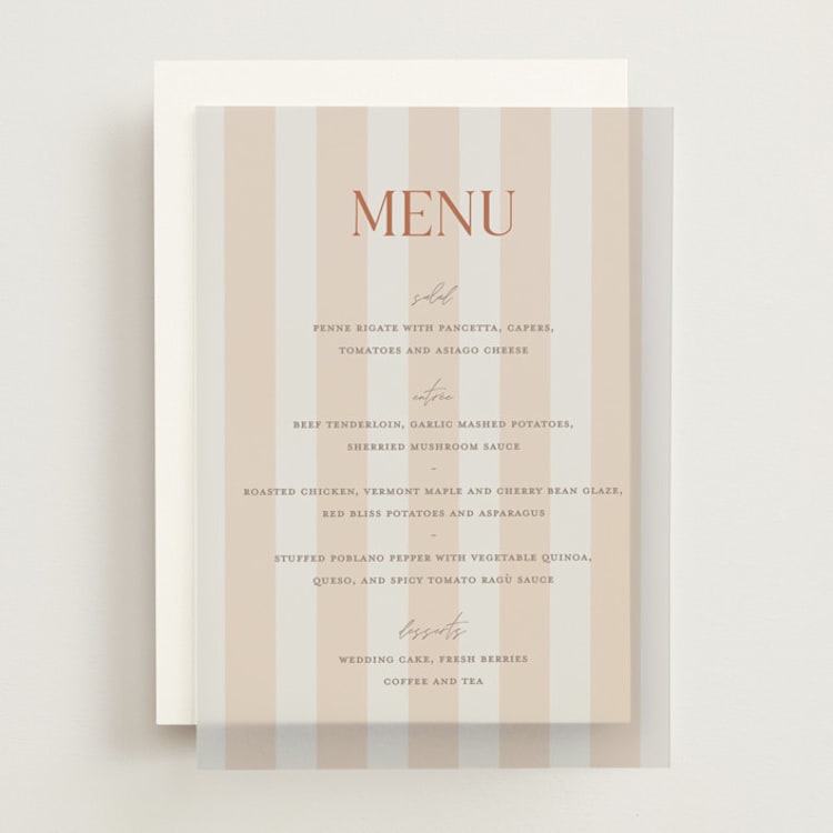 "Ambrosial" - Vellum Menus in Sunset by Pixel and Hank - Front