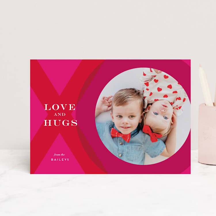 "XO Photo Frame" - Valentine's Day Cards in Magenta by Penny Eversole - Front
