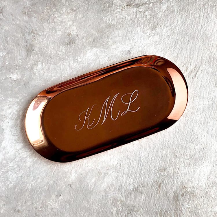 "Engraved Jewelry Dish Oval Monogram" - Vanity Trays and Dishes in multicolorassorted-colors by Charlotte Noordzij