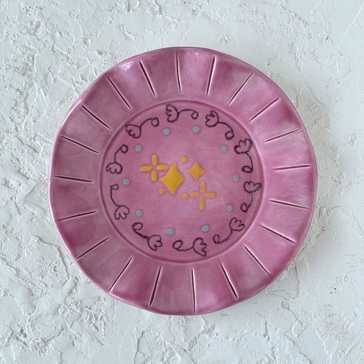 "Floral Stars Ruffle Trinket Dish" - Vanity Trays and Dishes in pink by Quiet Clementine