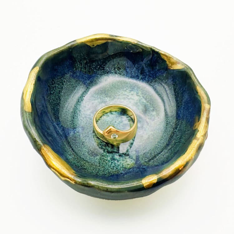 "Cerulean Sea Dish" - Vanity Trays and Dishes in blue by Jayne Alfieri