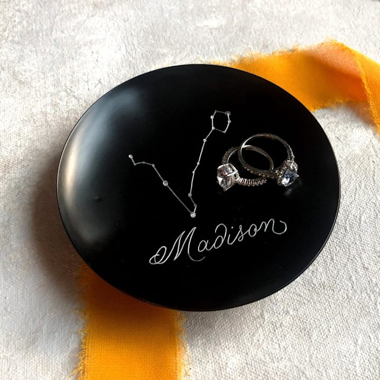 "Engraved Jewelry Dish Constellation" - Vanity Trays and Dishes in multicolorassorted-colors by Charlotte Noordzij