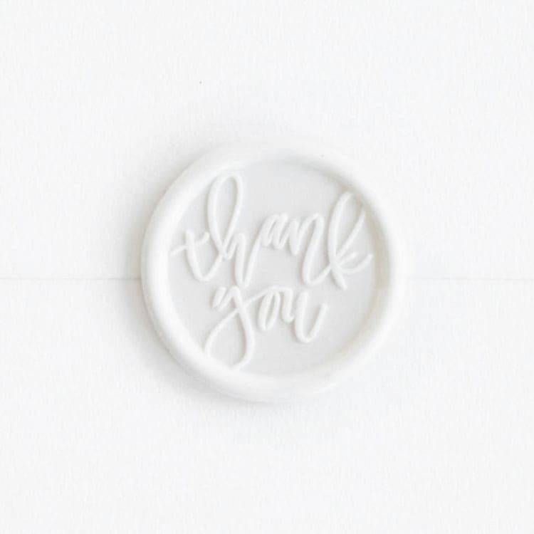 "Thank You in White | Saffron Avenue x Artisaire (pack of 25)" - Wax Seals, Pack of 25 in soft white by Minted - Wax Seal Front