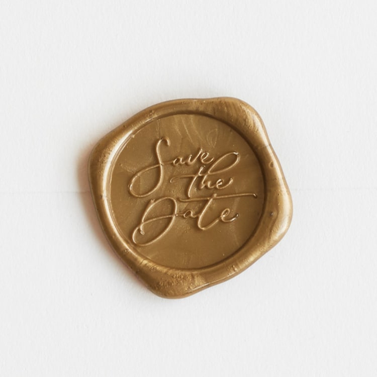 "Save the Date in Gold | Steph B. and Co. x Artisaire (pack of 25)" - Wax Seals, Pack of 25 in Gold by Minted - Wax Seal Front