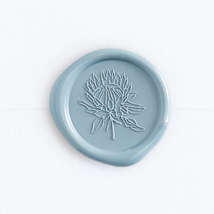 "Protea in Blue | Papel and Co. x Artisaire (pack of 25)" - Wax Seals, Pack of 25 in Dusty Blue by Minted - Wax Seal Front