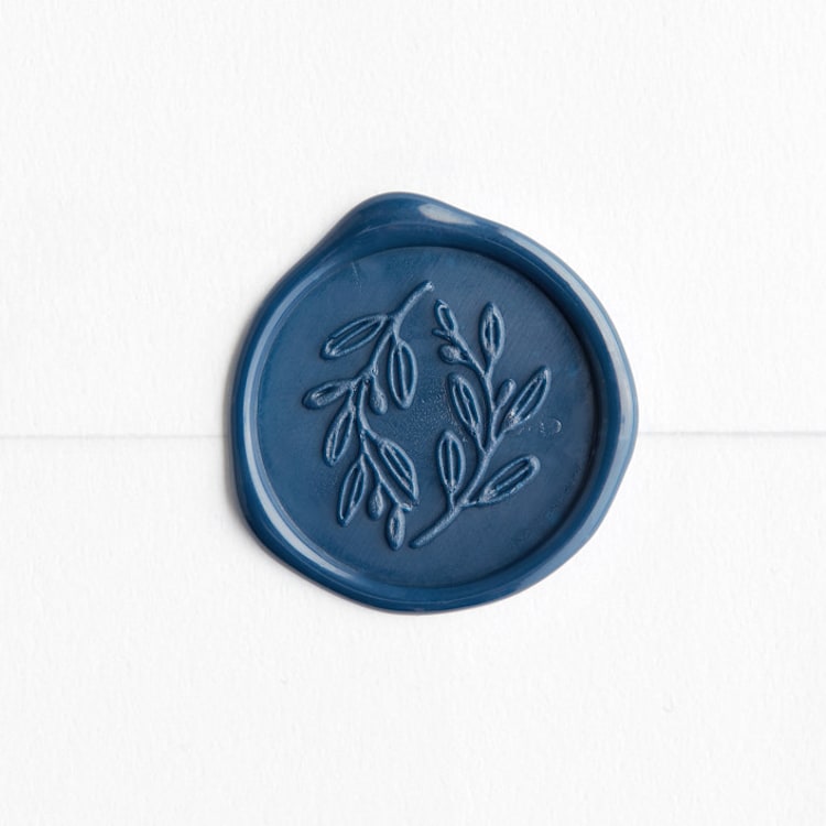 "Olive Wreath in Navy | Maurelle Calligraphy x Artisaire (pack of 25)" - Wax Seals, Pack of 25 in Navy Blue by Minted - Wax Seal Front