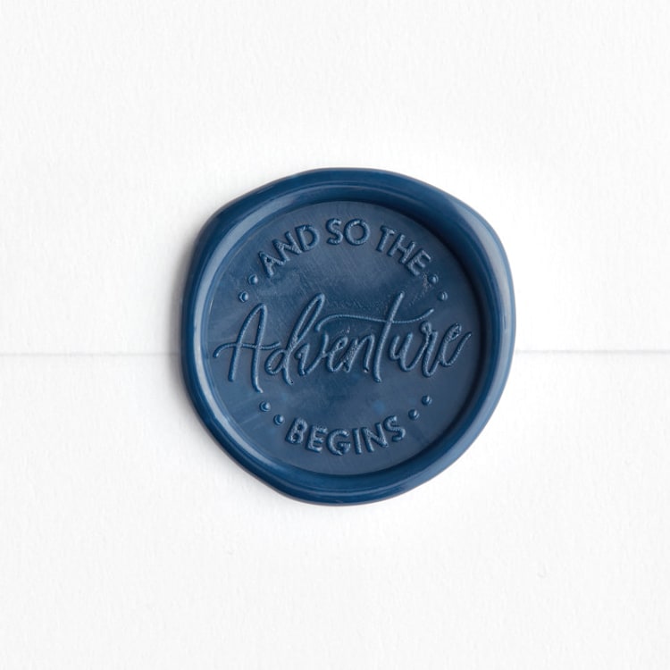 "And So The Adventure Begins in Navy | Sablewood Paper Company x Artisaire (pack of 25)" - Wax Seals, Pack of 25 in Navy Blue by Minted - Wax Seal Front