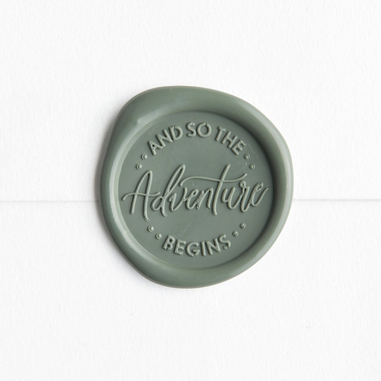 "And So The Adventure Begins in Sequoia | Sablewood Paper Company x Artisaire (pack of 25)" - Wax Seals, Pack of 25 in Sequoia by Minted - Wax Seal Front