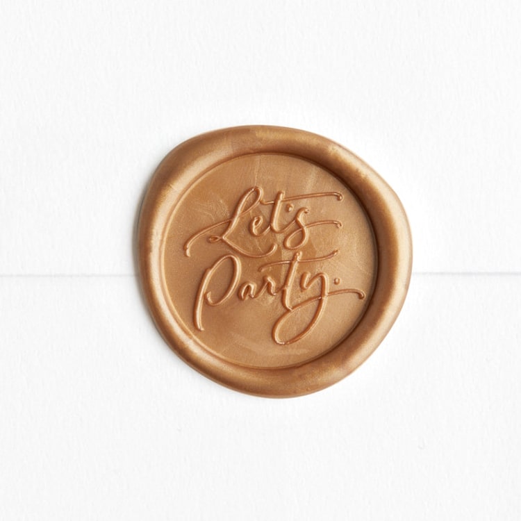"Let's Party in Gold | Steph B. and Co. x Artisaire (pack of 25)" - Wax Seals, Pack of 25 in Antique Gold by Minted - Wax Seal Front