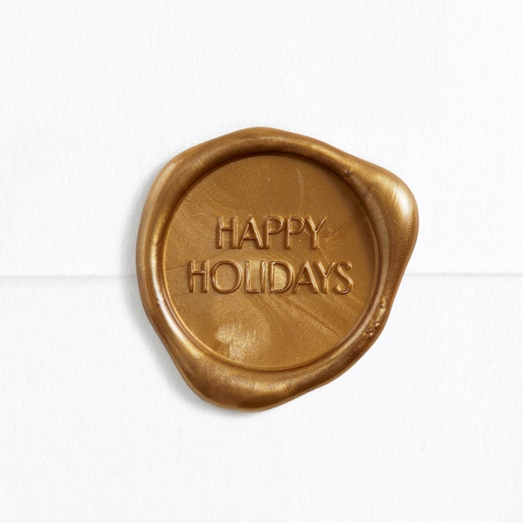 "Happy Holidays in Gold (pack of 25)" - Wax Seals, Pack of 25 in Antique Gold by Minted - Wax Seal Front