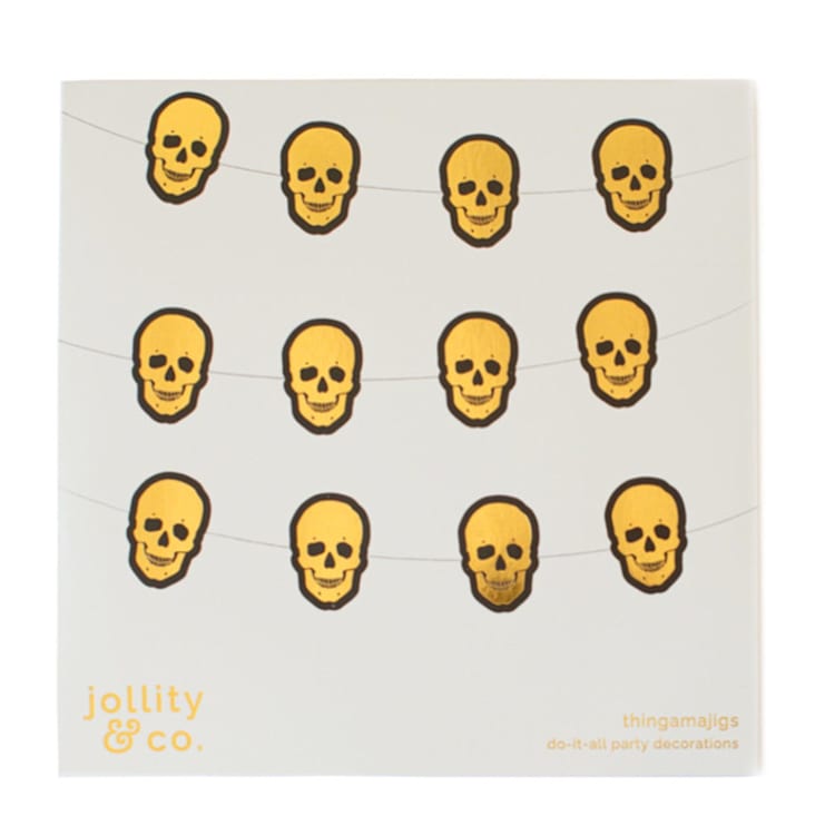 "Gold Skull Thingamajigs - Set of 16" - Banners and Garlands in gold by Jollity and Co