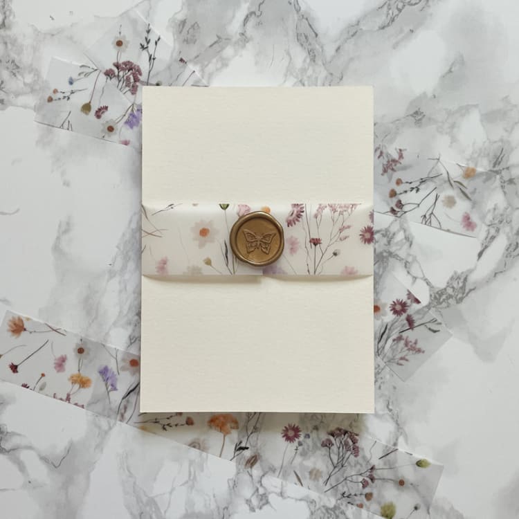 "Purple Wildflower Vellum Belly Band for Wedding Invitations 1.5" (25 Pack)" - Belly Bands in purple by Carley Zuercher