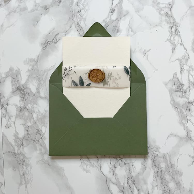 "Green Wildflower Vellum Belly Band for Wedding Invitations 1.5" (25 Pack)" - Belly Bands in clear by Carley Zuercher