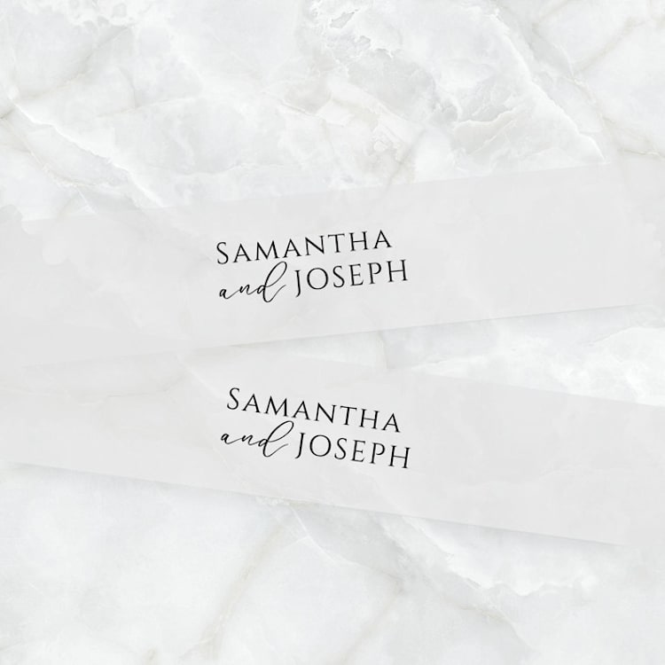 "Personalized Vellum Belly Bands for 5 x 7 Invitations (Set of 25)" - Belly Bands in clear by Caroline Russo