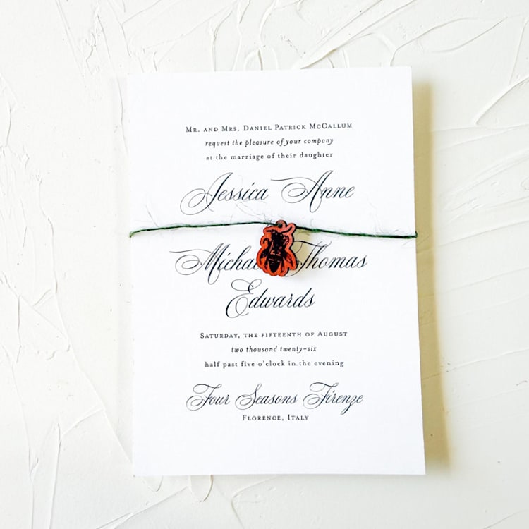 "Leather Bee Invitation Charm, Set of 50" - Belly Bands in brown by Left Grain