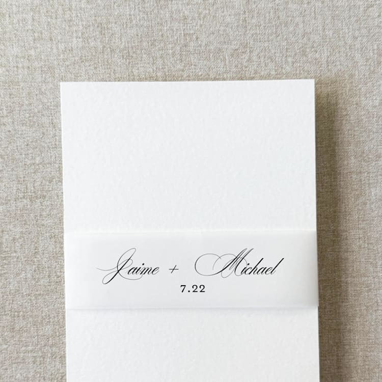 "Custom Monogram Belly Band | Formal Script | For Regular A7 or Petite Invitations | Set of 10" - Belly Bands in black by Cotton and Bow