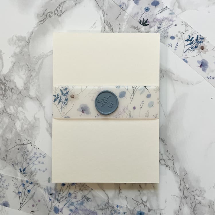 "Blue Wildflower Vellum Belly Band for Wedding Invitations 1.5" (25 Pack)" - Belly Bands in multicolor by Carley Zuercher