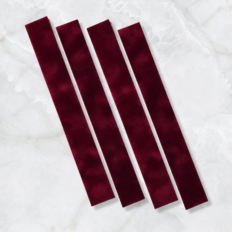 "Burgundy Velvet Belly Bands for 5 x 7 Invitations (Set of 25)" - Belly Bands in red by Caroline Russo