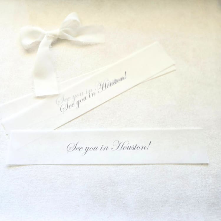 "Destination Wedding Vellum Belly Band-Traditional Font- Personalized- Set of 25" - Belly Bands in white by Inkspiringletters