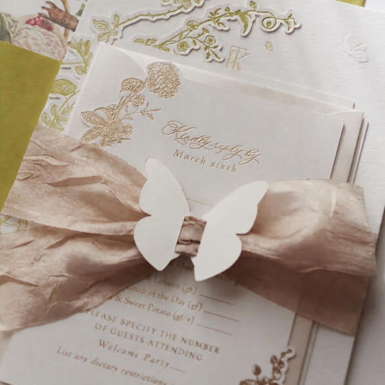 "Butterfly Reverie // Invitation Ribbon Wrap (Set of 10)" - Belly Bands in multicolorassorted-colors by Clover and Lamb