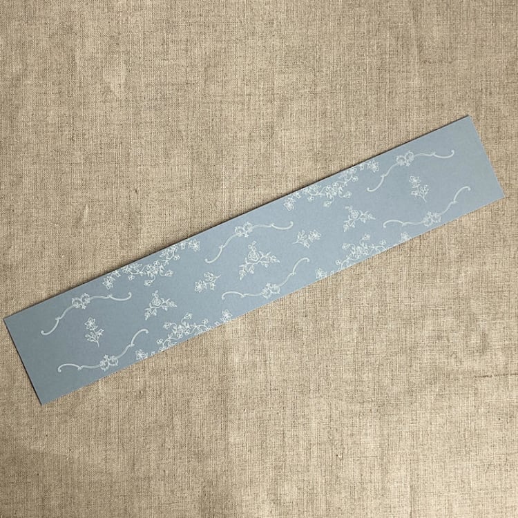 "grace floral steel blue belly band for 5x7 card | pack of 10" - Belly Bands in blue by Ivory Invitations