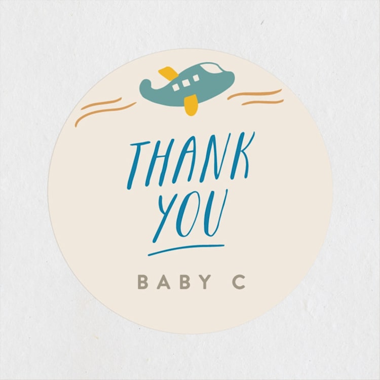 "Adventure Begins" - Baby Shower Stickers in Blue Jay by Creo Study - Front