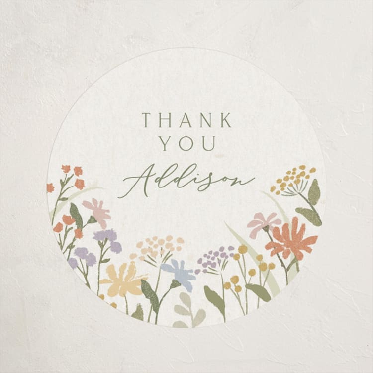 "Meadow flowers" - Baby Shower Stickers in Vanilla by Jennifer Wick - Front