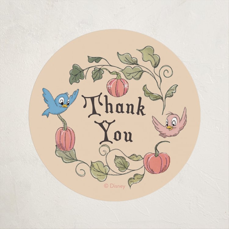 "Disney's Cinderella Pumpkin Patch" - Baby Shower Stickers in Peach by Becky Nimoy - Front
