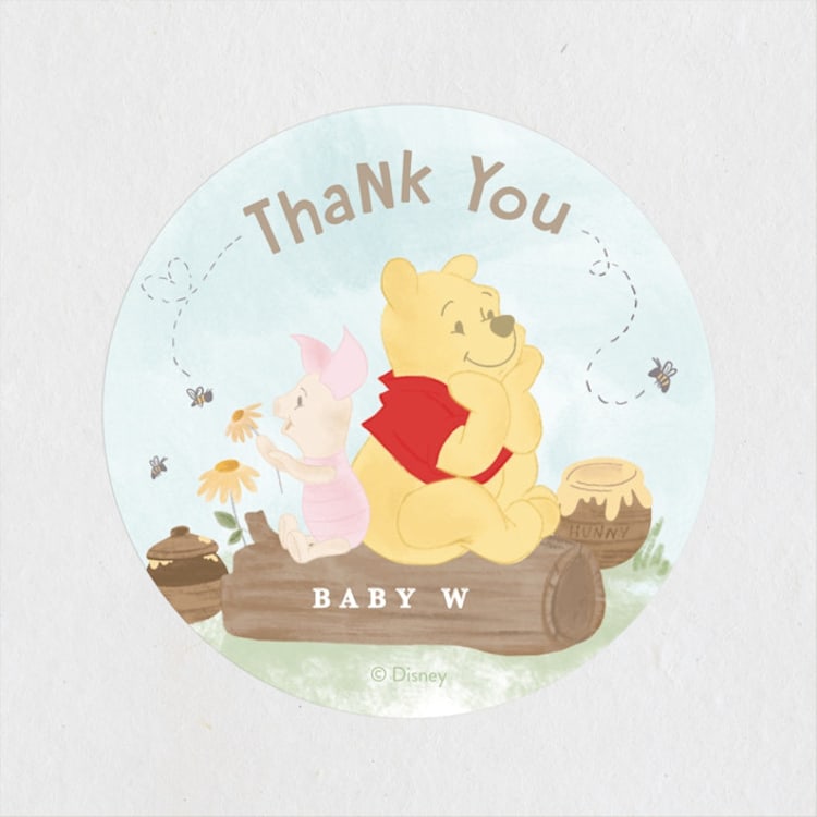 "Disney's Winnie The Pooh a little hunny" - Baby Shower Stickers in Sky by Creo Study - Front