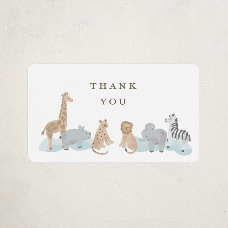 "Little Animal World" - Baby Shower Stickers in Air by Jennifer Holbrook - Front