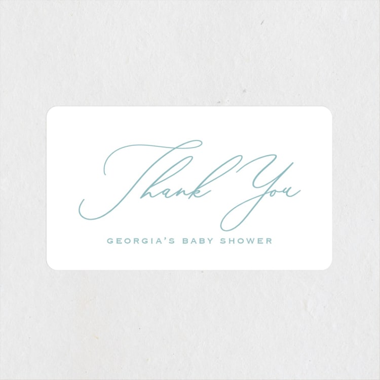 "Crib Bows" - Baby Shower Stickers in Powder Blue by Carolyn MacLaren - Front