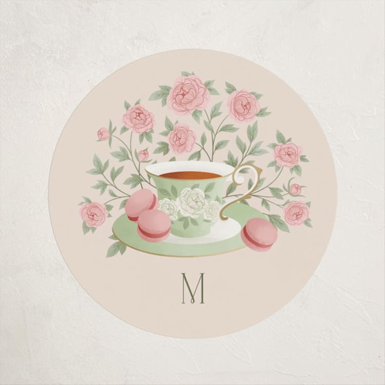 "A Baby Is Brewing" - Baby Shower Stickers in Framboise by Jamie Alexander - Front