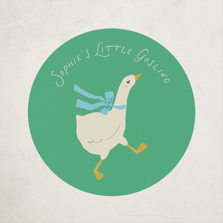 "Goose" - Baby Shower Stickers in Sage by Lori Wemple - Front